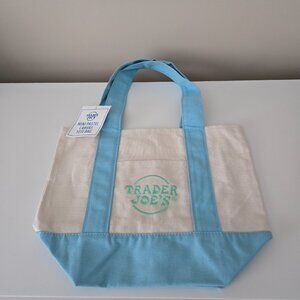 Trader Joe’s Mini Pastel Canvas Tote Bag NWT Blue